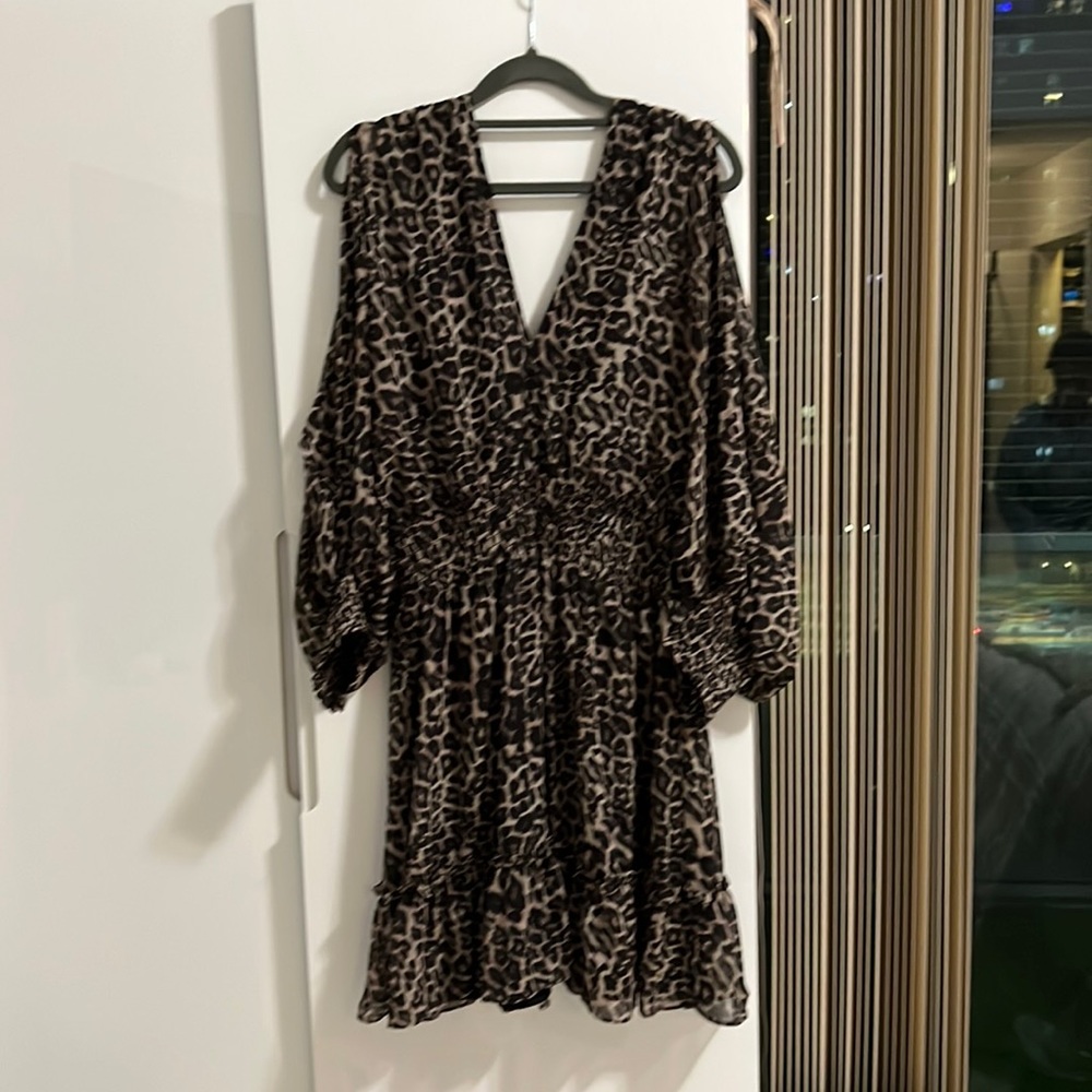 Animal print dress with open back